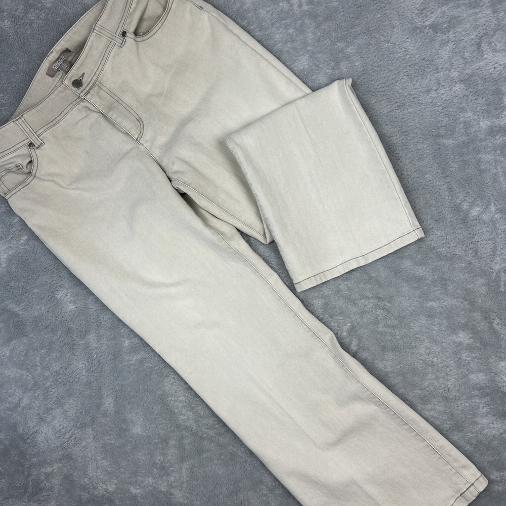 CHICOS‎ 1.5 Short 32x28 Denim Flare Leg Stretch Jeans Beige Classic